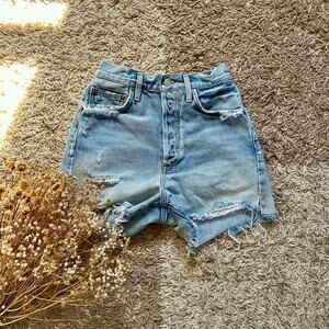 Agolde Los Angeles Blue Cut Off Jean Shorts Distressed Denim Women’s Size 25
